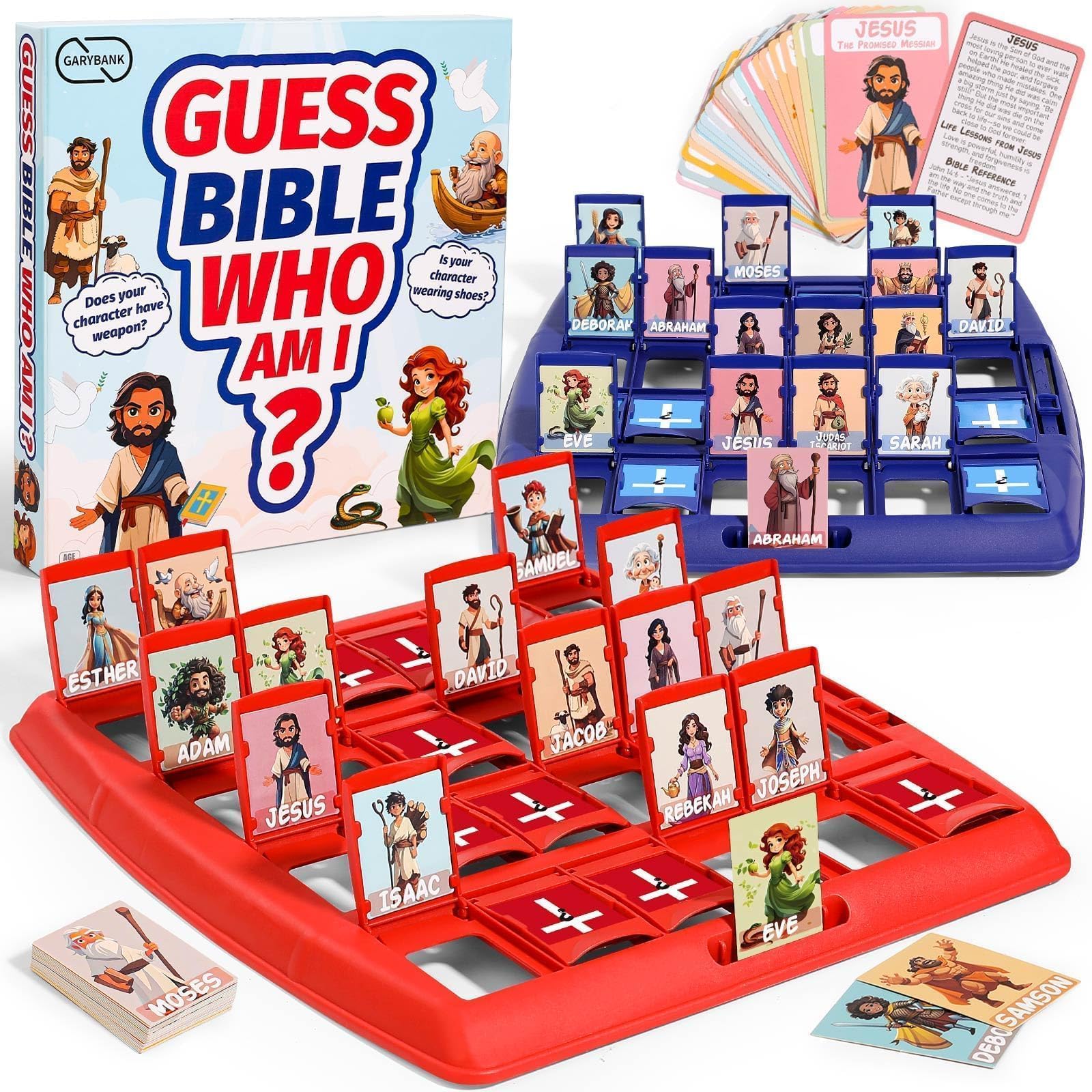 Photo 1 of Garybank Guess Bible Who I Am Board Games for Kids, 24 Holy Bible Characters with Life Story & Verse Cards, Bible Trivia Study Supplies for Sunday School, Youth Group & Teens, Christian Catholic Gifts