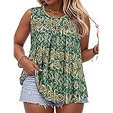 Women Plus Size Tank Top Casual Summer Tops Loose Fit Sleeveless T Shirts Trendy Crewneck Tunic Tees