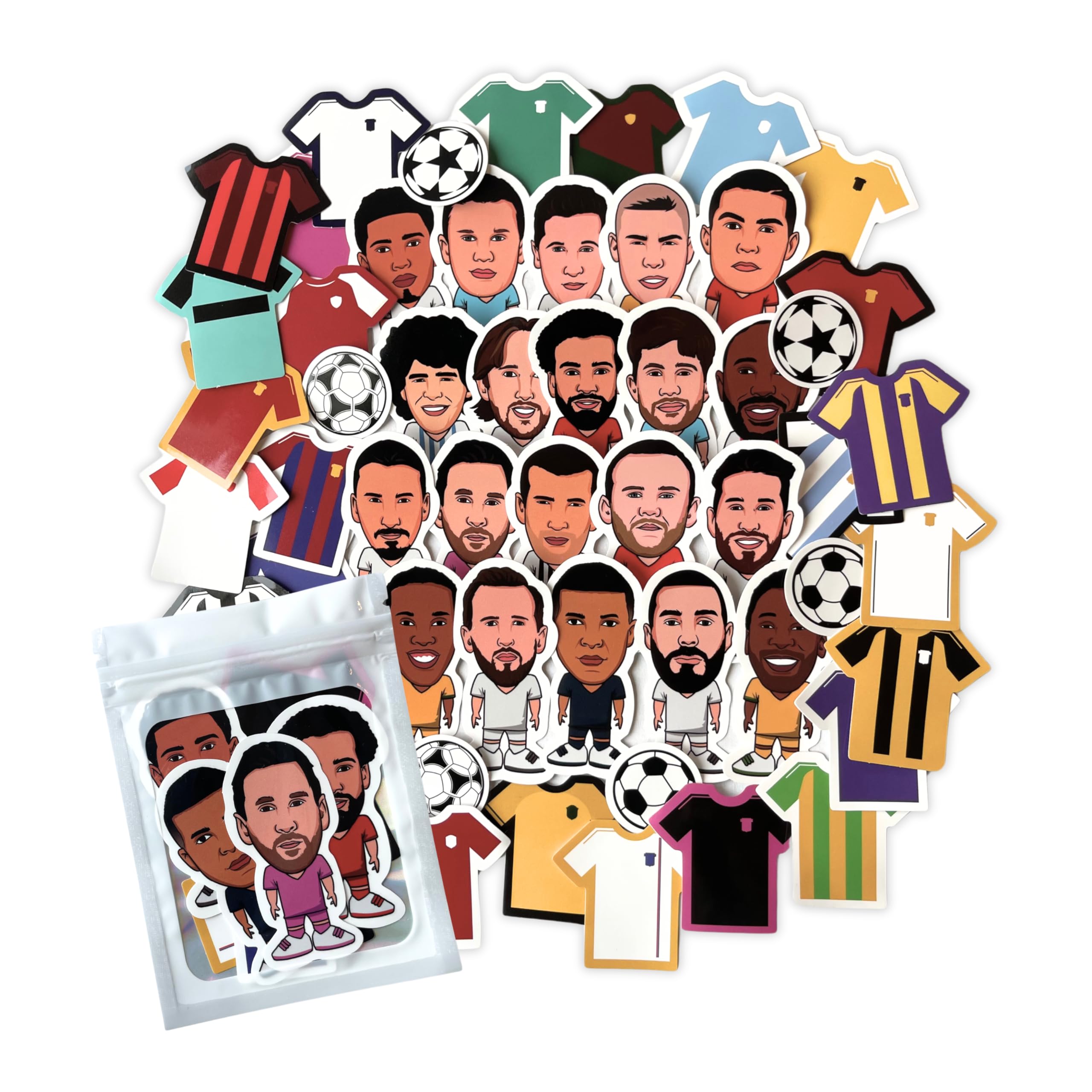 HNTR® Football Stickers | 56-Piece Set with Superstars, Team Kits & Balls | Football Gifts for Boys, Scrapbook Stickers & Party Bag Fillers — image 1