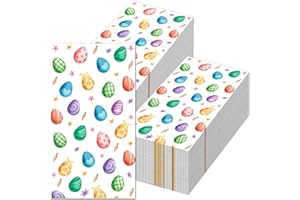 LASLU 100 Pcs Easter Spring Napkins Eggs Disposable Luncheons Dinners Guest Paper Napkins Egg Design 2 Ply Bathroom Kitchen N