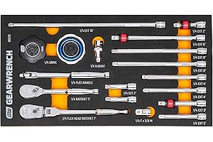 GEARWRENCH 18 Piece 1/4" 90T Ratchet & Drive Tool Set with EVA Foam Tray - 86520