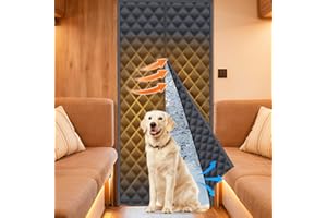 GOCIEAN Magnetic RV Insulated Door Cover for Winter, Fit Door Size Largest 30'' x 73'' (Curtain 33'' x 75''), Thermal Insulated RV Door Curtain, Water-Resistant Thermal Insulated Blanket for RV Camper Trailer