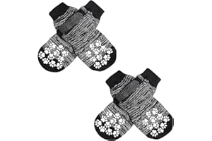 GCVOPTON 2 Pairs Dog Socks, Anti-Slip Dog Socks with Straps, Dog Grip Socks for Hot/Cold Pavement, Pet Paw Protectors to Prevent Licking for Small Medium Large Dogs (Grey, Small)