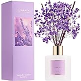 COCORRÍNA Reed Diffuser - Lavender Garden 6.7 Fl.oz Reed Diffuser Set with Sticks & Preserved Baby's Breath, Reed Diffuser for Home Bathroom Shelf Decor