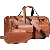 Travel Duffel Bag for Men, Large PU Leather Carry on Duffle Bag for Traveling, Waterproof Overnight Weekender Gym Bags with Shoe Compartment - Perfect for Daily Use/Birthday Gift