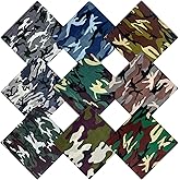 EYUNSTAR 9 Pack Camo Bandanas Cotton Headwraps Wristband Sports Face Cover for Running Cycling Hiking, 22" × 22"