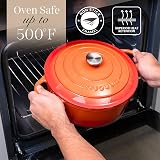 Nuovva Enamelled Cast Iron Dutch Oven 5 Quart Orange 24cm with Lid view 5
