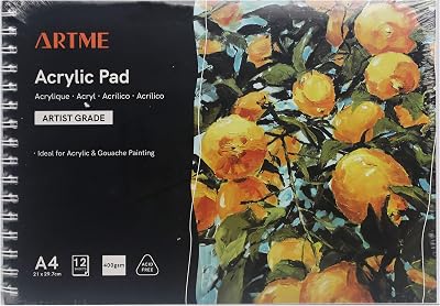 Artme A4 Acrylic Pad 12 Sheets 400gsm Extra Heavyweight Cold Pressed