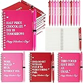Resurhang 12 Sets Valentine's Day Notebooks with Pens Bulk Valentine's Gifts for Coworkers 5.5x3.9'' Funny Valentines Spiral Notebook Ballpoint Pen for Employee Teacher Team Office Staff Colleague