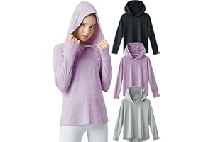 LIBERTY PRO 3 Pack Athletic Girls Long Sleeve Shirts with Thumb Holes, Workout Hoodies for Kids, Hooded Shirt Pullover Tops