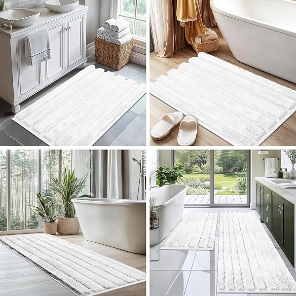DOMUSTEX WASHABLE BATHROOM RUG 30″ X 46″, EXTRA SOFT BATH MAT, ABSORBENT AND NON SLIP BATH RUG FOR SHOWER, BATHTUB, SINK, FLOOR