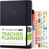 Clever Fox Teacher Planner, School &amp; Homeschool Book, B5 Size Black | Undated, 7x10, lay-flat binding, heavy-duty hardcover, teacher lesson weekly &amp; daily planner, homeschool supplies