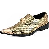 Amali Sparkling Smoking Slipper with Metal Tip - Men's Dress Shoes - Party Loafers for Men - Metallic Loafers for Men - Mens Disco Shoes - Designer Shoes