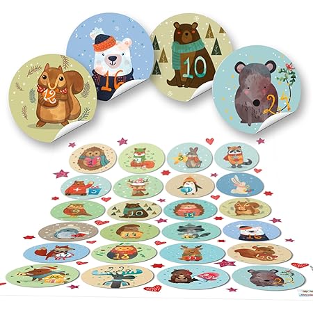 Numeri Da 1 A 24 Per Il Calendario Dellavvento Fai Da Te 4 Cm Rotondi Colorati Per Bambini Per Il Calendario Natalizio Autoadesivi