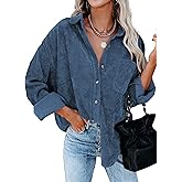Womens Corduroy Button Down Shirts Dressy Casual Long Sleeve Blouses Oversized Fall Tops Jackets Shackets 2025