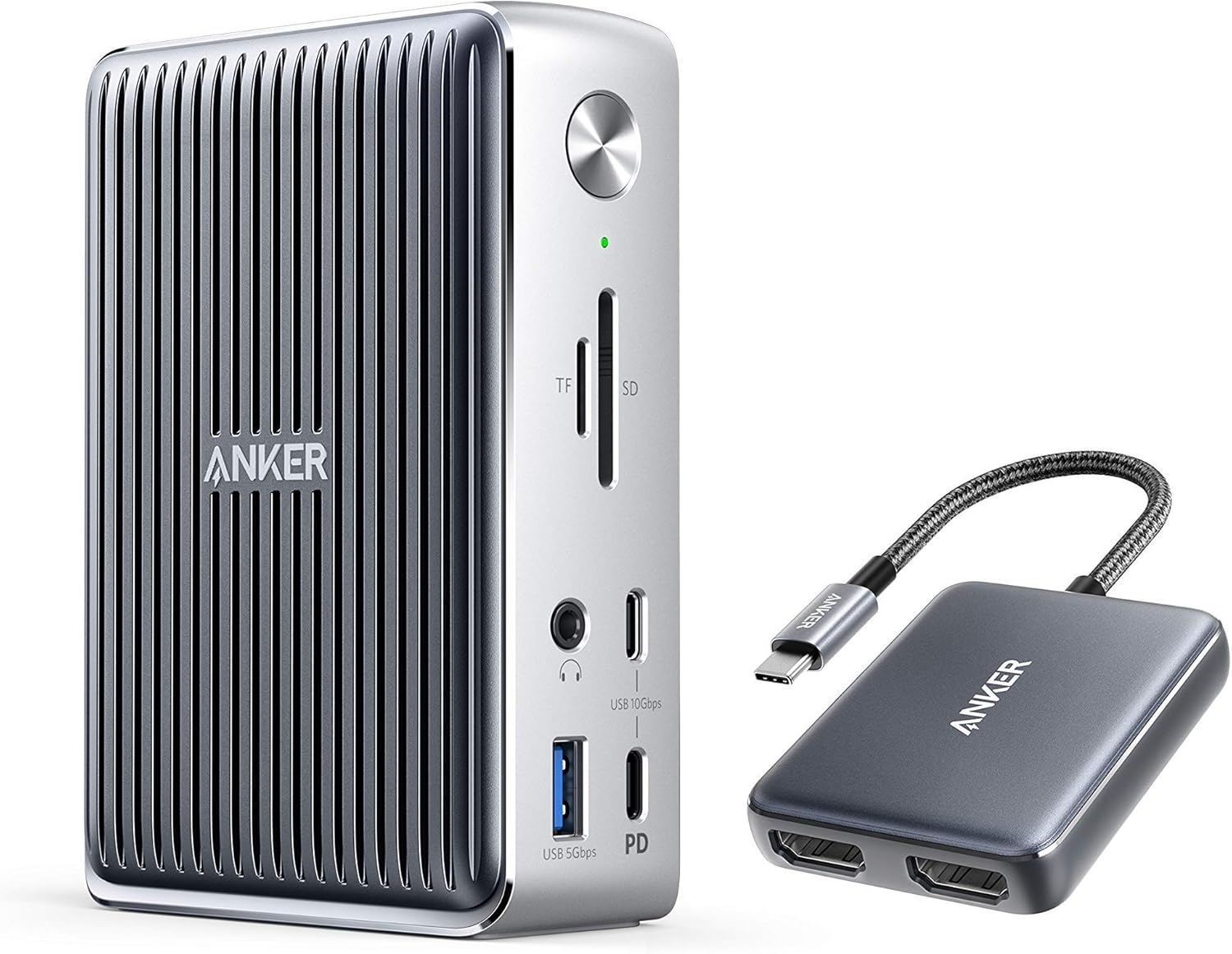 Anker Thunderbolt 3 Docking Station and USB C to Dual HDMI Adapter Bundle, PowerExpand Elite 13-in-1 Thunderbolt 3 Dock, PowerExpand USB-C to Dual HDMI Adapter, for MacBook, XPS, and More
