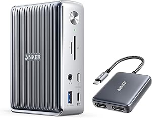 Anker Thunderbolt 3 Docking Station and USB C to Dual HDMI Adapter Bundle, PowerExpand Elite 13-in-1 Thunderbolt 3 Dock, PowerExpand USB-C to Dual HDMI Adapter, for MacBook, XPS, and More