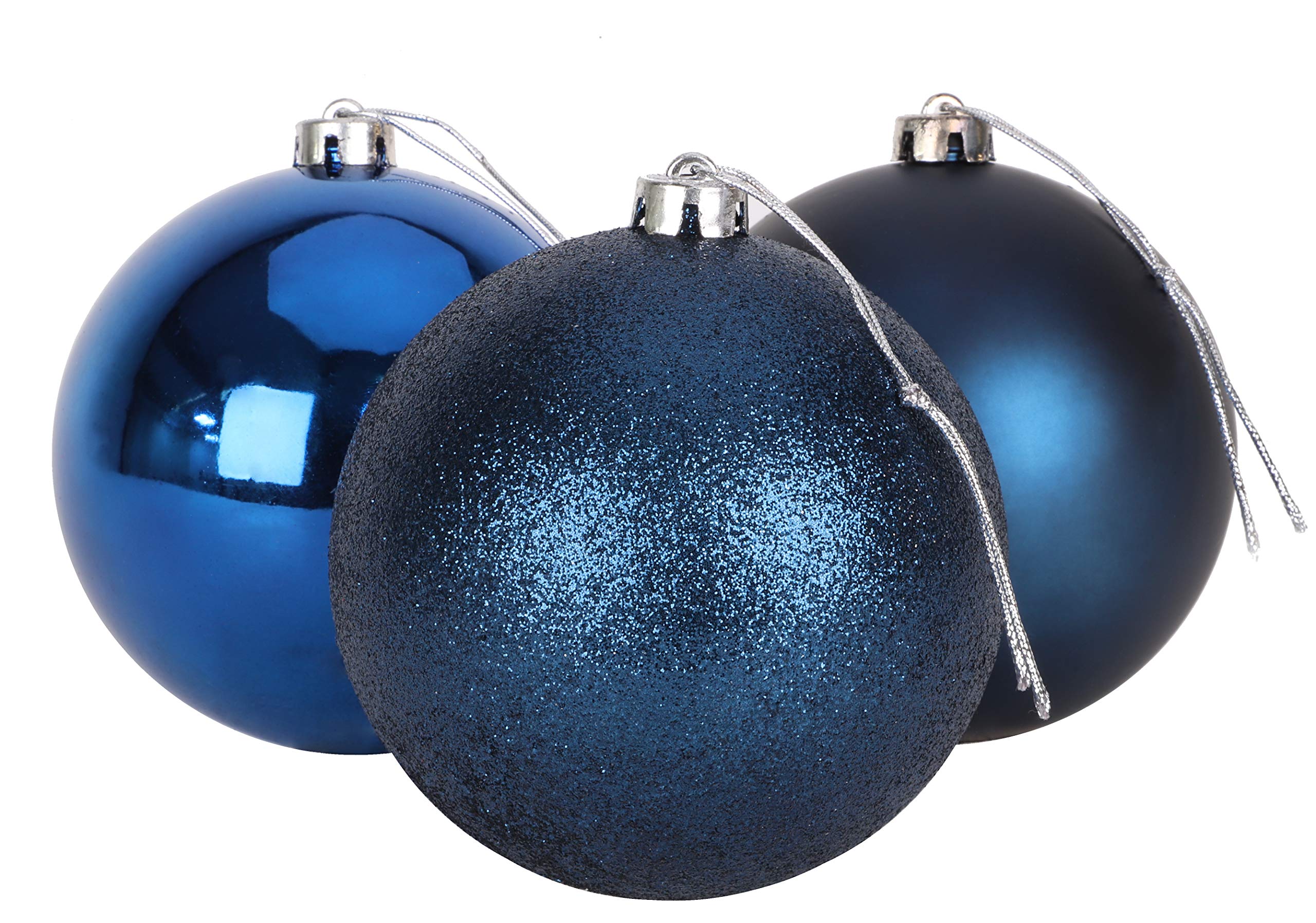 Christmas Concepts® 3-150mm (6") Extra Large Baubles - Shiny, Matte & Glitter Design - Christmas Decorations (Midnight Blue)