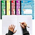 Rosmonde Composition Notebooks Primary Ruled 5 Pack, 200 Pages (100 Sheets), Color Marble Composition Notebook, Sewn Binding Hard Cover, Primary Composition Notebook for Kids, Writing Dotted Lined