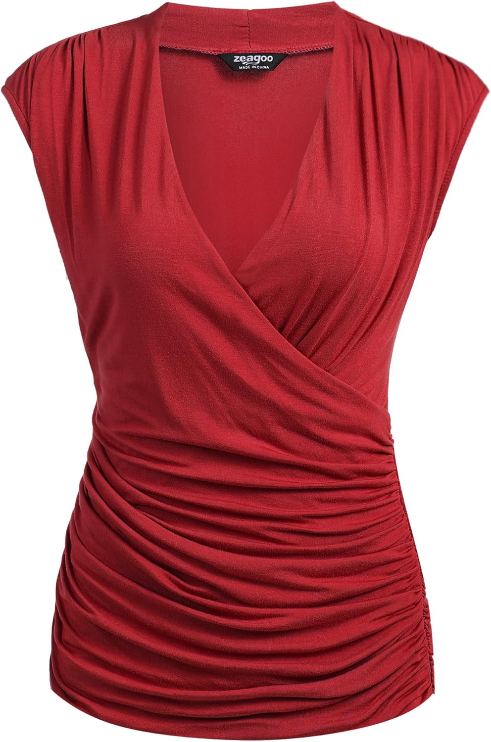 Zeagoo Women's Cross Wrap Top Sleeveless Summer Shirt Blouse Tunic Ruched Shirt Sexy Tank Tops at  Women’s Clothing store