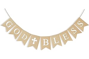 CHRORINE God Bless Banner First Communion Banner Kit, Baptism Decorations for Boys Girls, First Communion Confirmation Decorations, Bautizo Decorations