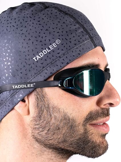 taddlee gorro de natacion para hombre tejido de poliuretano silicona licra para piscina impermeable deportivo para adultos accesorios de