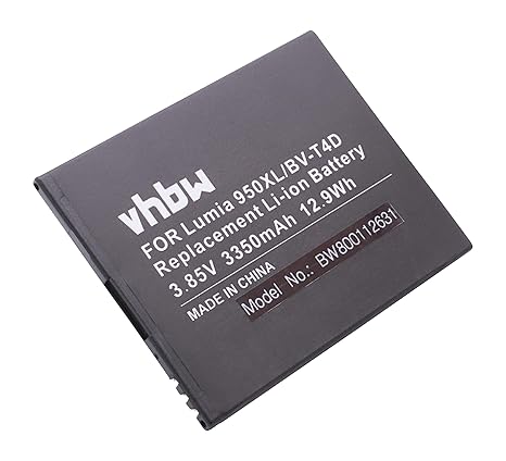 vhbw Li-Ion Akku 3350mAh (3.9V) für Handy Smartphone Telefon Microsoft/Nokia Lumia 950 XL, 950 XL Dual SIM, 950XL, Cityman wi