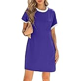 HiMONE Womens Casual Dresses Vacation Tshirt Dress Crewneck Shift Shirt Summer Petite Dress XS-2XL