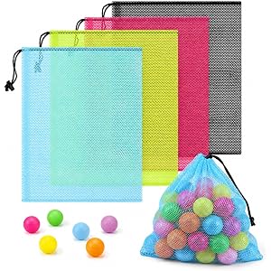 4Pcs Mesh Drawstring Bags w/Lock, 17.8'' x 13.8'' for Gym, Beach, Laundry | Secure Cinch-Top Multipurpos Storage Bags for Gol