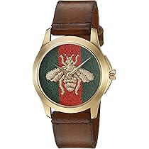 Amazon.com: Gucci G-Timelss Analog ETA Quartz Brown Leather unisex 