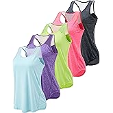 5 Pack Women's Workout Tops, Athletic Racerback Tank Tops for Women, Mesh Sleeveless Shirts Yoga for Gym Running