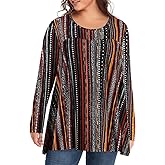 OVERWORETY Women's Plus Size Tunic Top Long Sleeve Pleated Swing Shirt for Leggings Casual Fall Blouse