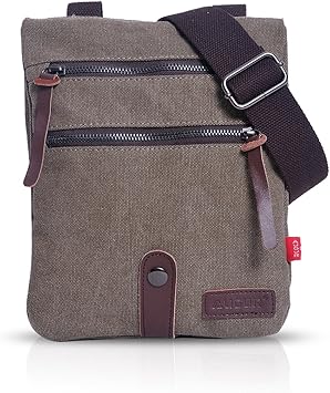 Amazon Fandare ポシェット メンズ 斜めがけバッグ ショルダーバッグ アウトドア 小物入れ コンパクト シンプル 防水 ガジェットポーチ キャンバス グレー ポーチ