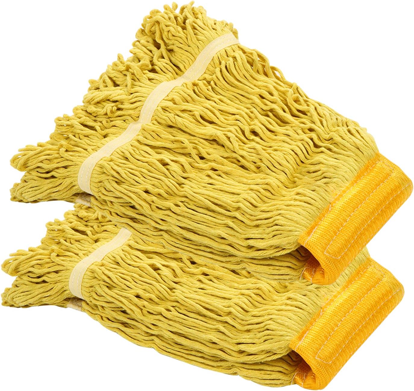 KLHB-YF Loop-End Commercial Mop Head, Heavy Duty Mop Replacement Head,6 Inch Universal Headband, Mop Head Replacement for Home, Industrial and Commercial Use（Yellow 2 Pack）: Health & Personal Care
