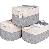 Medium and Large Woven Basket//With Handle, Used for Toys and Fabric Storage Basket used for Storing xl Storage Box, Decorative Storage Box Room 2pack (14L*10W*8.6H Silver Gray, 14Lx10Wx8.6H)