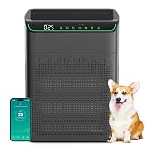 MERONTE Air Purifiers for Home Large Room Up to 1690 ft² with PM 2.5 Air Quality Monitor, Wi-Fi and Alexa compatible, HEPA Filter Double-sided Air Inlet for Smoke and Odor, 1 Pack+2 Pack Filters Black