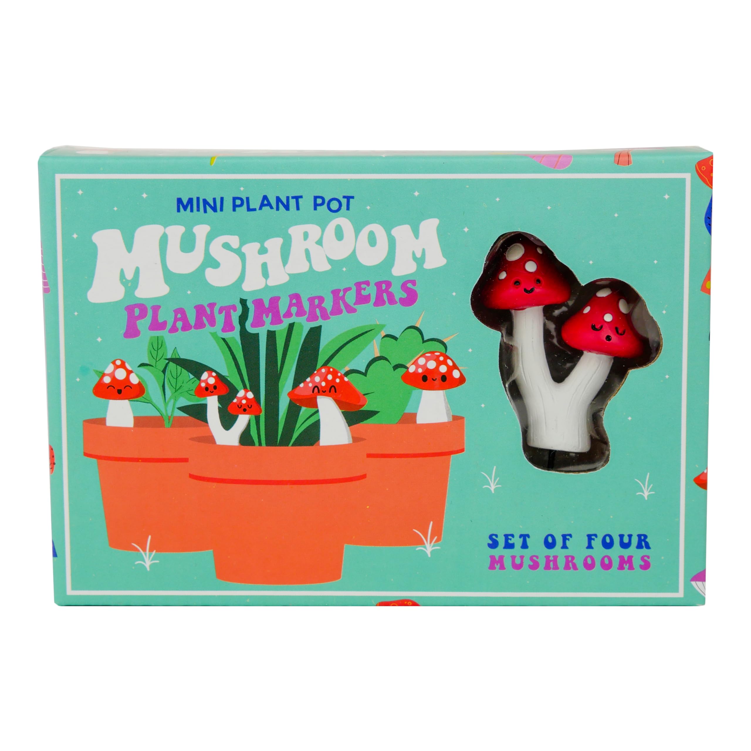 Set of 4 Mini Plant Pot Mushrooms - Novelty Markers for Your Garden Decor - Indoor Plant Gift