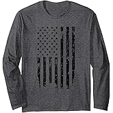 Vintage Distressed American Flag Long Sleeve T-Shirt