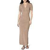 The Drop Womens Adalyn Tape Yarn Split-Neck Maxi Dress