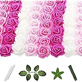 Vignor 100 Pcs 2 Inch Artificial Flowers Faux Foam Fake Rose Head Bulk for Home Decor Wedding Decoration Bridal Shower Wall Table Centerpiece Arrangement DIY Craft (4 Shades of Pink White)
