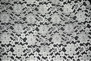 FABRIC EMPIRE Lace Floral Rachelle Fabric 60" Wide Sold by The Yard (White)