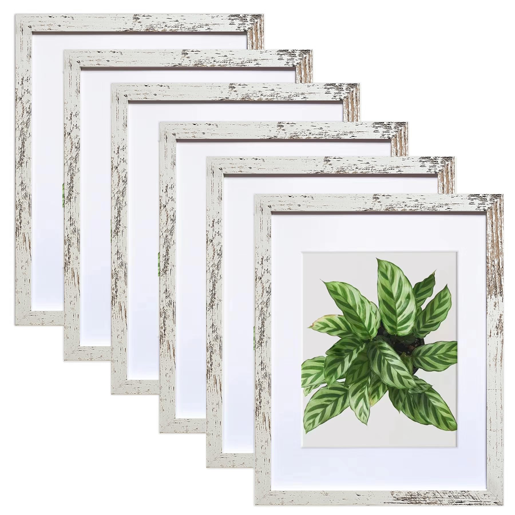 Photo 1 of SESEAT 11x14 Picture Frame, Display Pictures 8x10 With mat or 11x14 Prints Without Mat, Wall Mounting, Distressed White, 6PCS