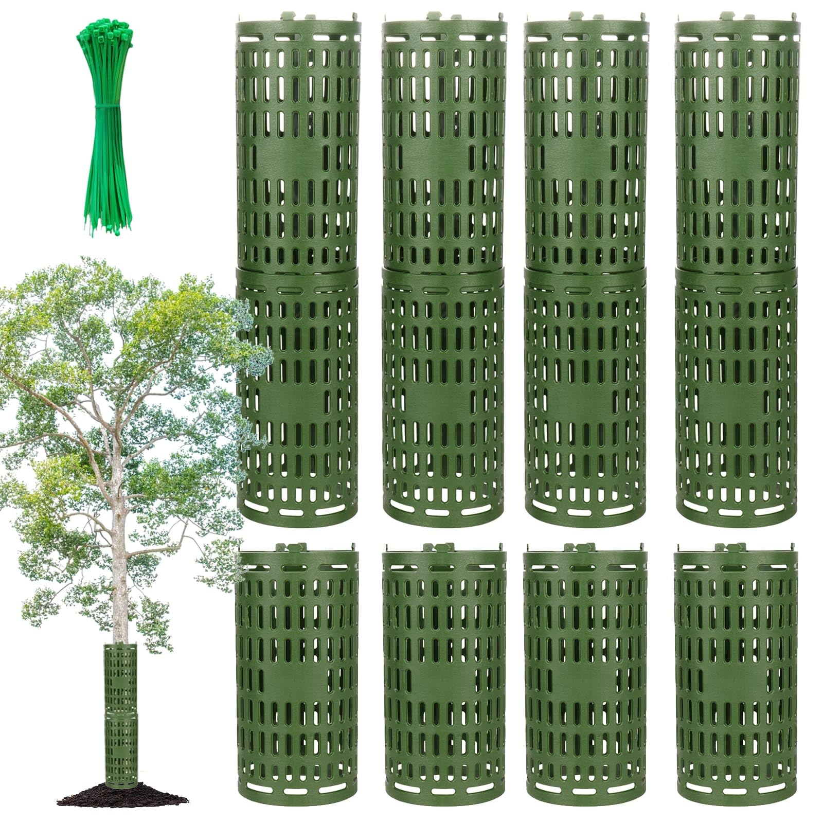 TOWEBOORY Tree Trunk Protector Guard, 12 Pack Heavy Duty Expandable Tree Protectors Plant and Tree Guard Protector Weather-Proof Plastic Tree Guard Great Protection from Trimmers Mowers Animals