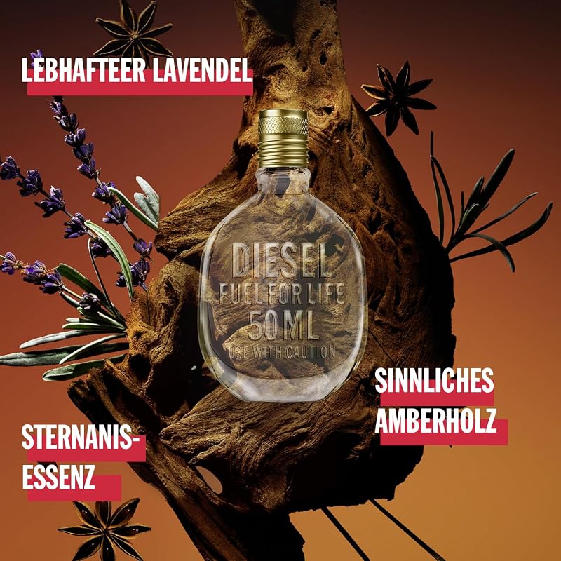 Fuel For Life Parfüm Herren| Eau de Toilette| Männer Parfum| Parfume Men| Herrenparfum| Diesel Parfum Männer| Natural Spray| Frischer und holziger Duft