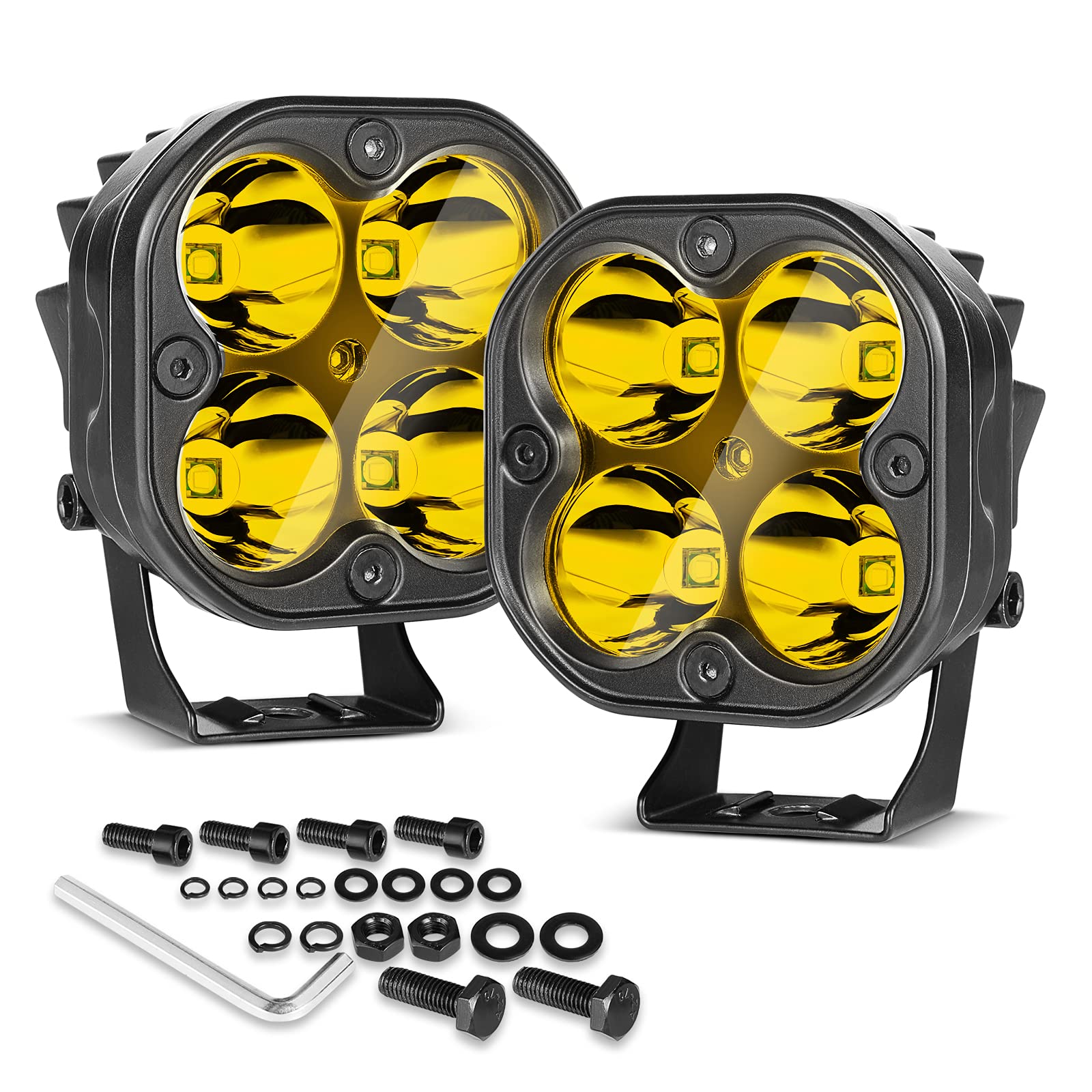 LED Pods, AKD Part 3 inch Driving Lights 40W Spot Lights Off Road Work Lights LED Cubes Light Bar Pods LED Bumper Lights White 2 Pack for Truck Motor SUV Pickup