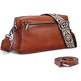 HESHE Leather Crossbody Purses for Women Vintage Shoulder Bag with Multi Compartments Small Hobo Purse for Everyday