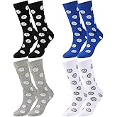 Zhanmai 4 Pairs Funny Basketball Volleyball Football Softball Soccer Baseball Socks Novelty Sports Casual Crew Socks for Men Women (Volleyball Style)