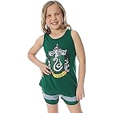 Harry Potter Big Girls' Hogwarts House Crest Racerback Tank and Shorts Pajama Lounge Set