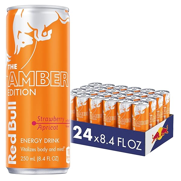 RED BULL ENERGY DRINK, AMBER EDITION STRAWBERRY APRICOT, 8.4 FL OZ (24 PACK)