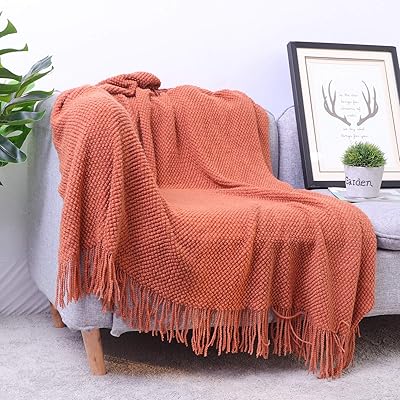 Buy Msense Store Throw Blankets For Couch Knit Woven Blanket Soft Warm Cozy Lightweight Decorative Blankets And Throws With Tassels For Couch Bed Sofa Travel Caramel 50 X 60 Online In Indonesia B08vdfg9l7